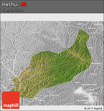 Satellite 3D Map of Heshui, lighten, desaturated