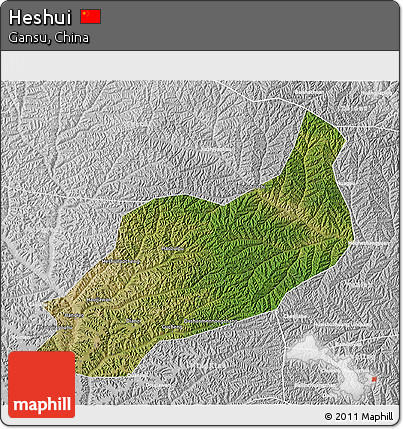 Satellite 3D Map of Heshui, lighten, desaturated