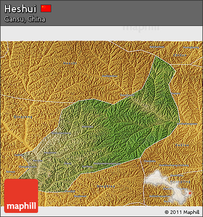 Satellite 3D Map of Heshui, physical outside