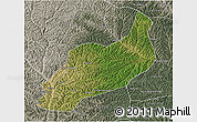 Satellite 3D Map of Heshui, semi-desaturated