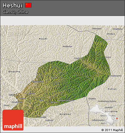 Satellite 3D Map of Heshui, shaded relief outside
