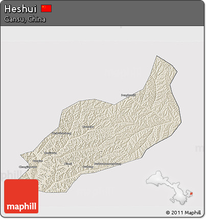 Shaded Relief 3D Map of Heshui, cropped outside