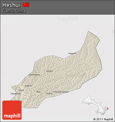 Shaded Relief 3D Map of Heshui, cropped outside