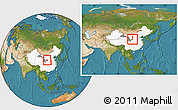 Satellite Location Map of Heshui, highlighted country, highlighted parent region, within the entire country