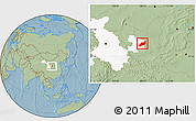 Savanna Style Location Map of Heshui, highlighted parent region, hill shading