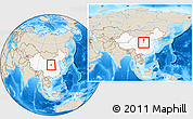 Shaded Relief Location Map of Heshui, highlighted country, within the entire country