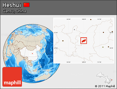 Shaded Relief Location Map of Heshui, highlighted country