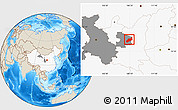 Shaded Relief Location Map of Heshui, highlighted country, highlighted parent region