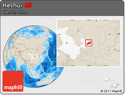 Shaded Relief Location Map of Heshui, highlighted parent region