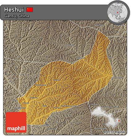 Physical Map of Heshui, semi-desaturated