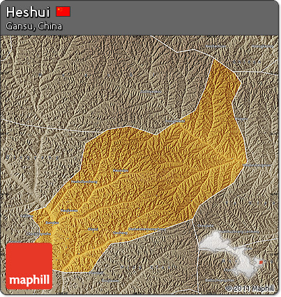 Physical Map of Heshui, semi-desaturated