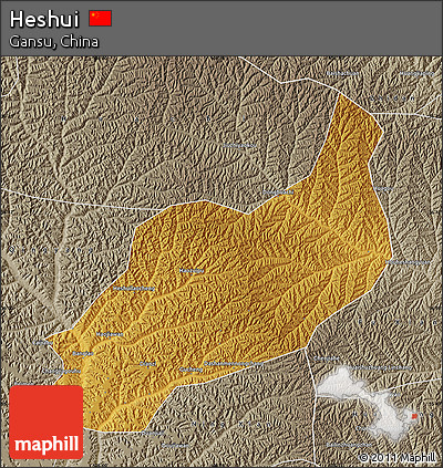 Physical Map of Heshui, semi-desaturated