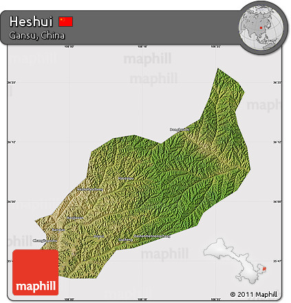 Satellite Map of Heshui, cropped outside