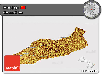 Physical Panoramic Map of Heshui, cropped outside