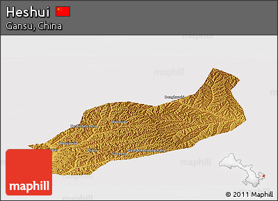 Physical Panoramic Map of Heshui, cropped outside