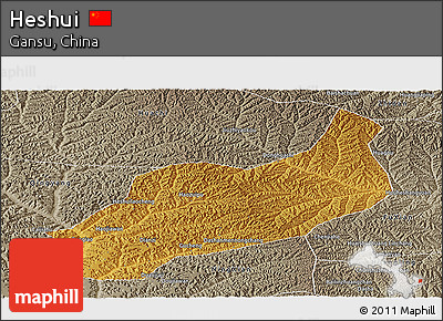 Physical Panoramic Map of Heshui, semi-desaturated
