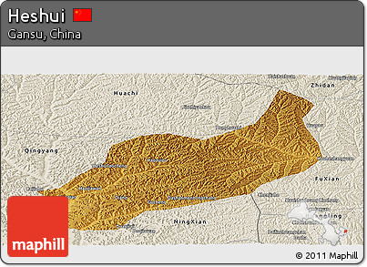 Physical Panoramic Map of Heshui, shaded relief outside