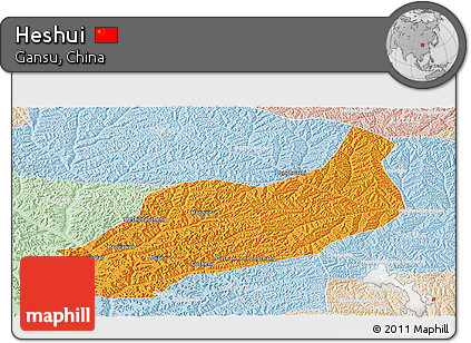 Political Panoramic Map of Heshui, lighten