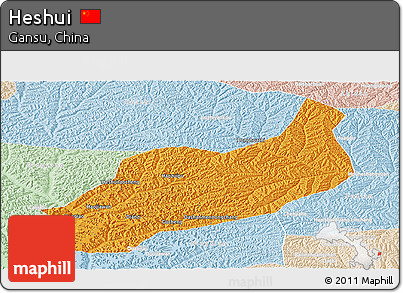 Political Panoramic Map of Heshui, lighten