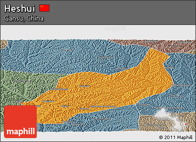 Political Panoramic Map of Heshui, semi-desaturated
