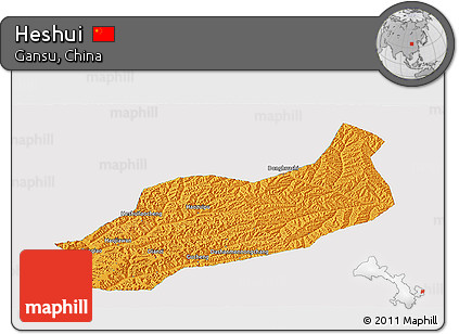 Political Panoramic Map of Heshui, single color outside