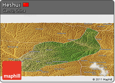 Satellite Panoramic Map of Heshui, physical outside