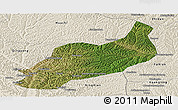 Satellite Panoramic Map of Heshui, shaded relief outside