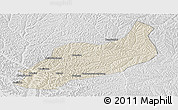 Shaded Relief Panoramic Map of Heshui, lighten, desaturated