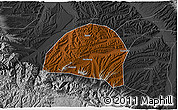 Physical 3D Map of Hezheng, darken, desaturated
