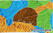 Physical 3D Map of Hezheng, political outside