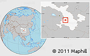 Gray Location Map of Hezheng, highlighted parent region