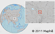 Gray Location Map of Hezheng, hill shading