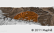 Physical Panoramic Map of Hezheng, semi-desaturated