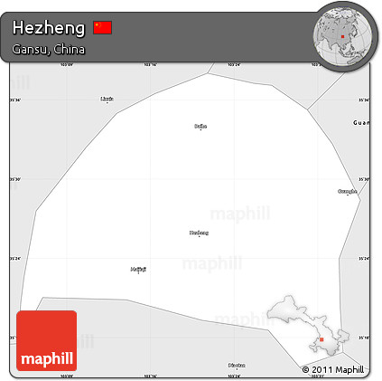 Silver Style Simple Map of Hezheng
