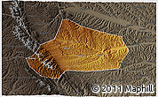 Physical 3D Map of Huating, darken, semi-desaturated