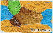 Physical 3D Map of Huating, political outside