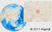 Shaded Relief Location Map of Huating