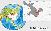 Physical Location Map of Jingning, highlighted country, highlighted parent region