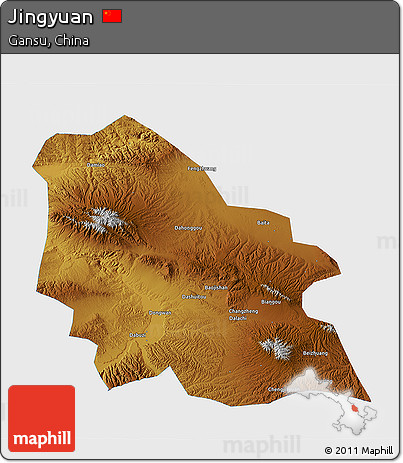 Physical 3D Map of Jingyuan, single color outside