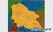 Political 3D Map of Jingyuan, darken
