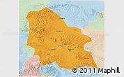 Political 3D Map of Jingyuan, lighten