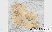 Satellite 3D Map of Jingyuan, lighten, desaturated