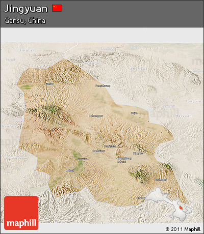 Satellite 3D Map of Jingyuan, lighten