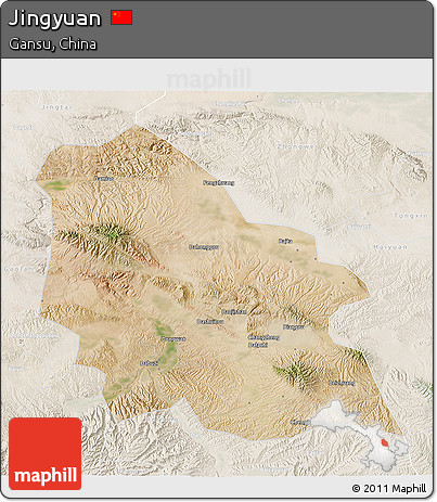 Satellite 3D Map of Jingyuan, lighten