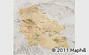 Satellite 3D Map of Jingyuan, lighten, semi-desaturated