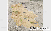 Satellite 3D Map of Jingyuan, semi-desaturated