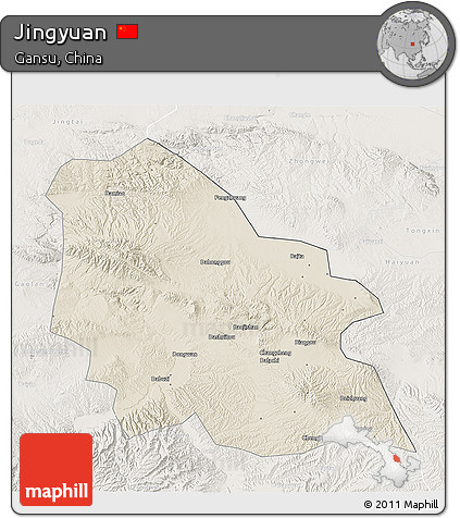 Shaded Relief 3D Map of Jingyuan, lighten