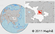 Gray Location Map of Jingyuan, highlighted parent region, hill shading