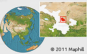 Satellite Location Map of Jingyuan, highlighted parent region