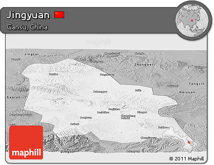 Gray Panoramic Map of Jingyuan
